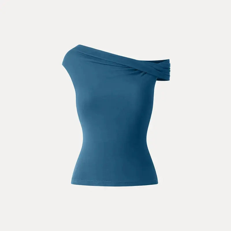 Asymmetrical Brami Top with Built-In Bra