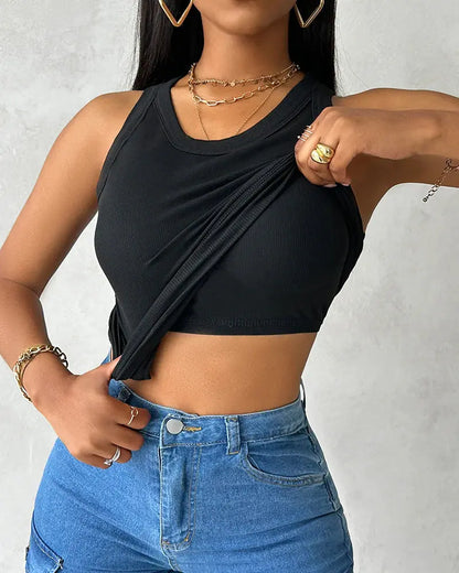 Ribbed Sculpt Tank with Built-In Bra