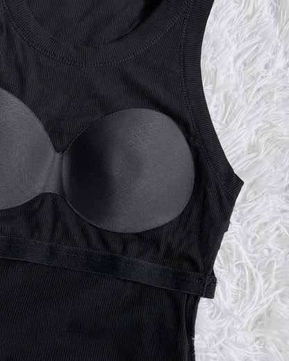Ribbed Sculpt Tank with Built-In Bra