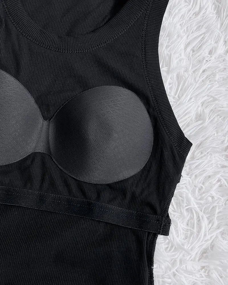 Ribbed Sculpt Tank with Built-In Bra