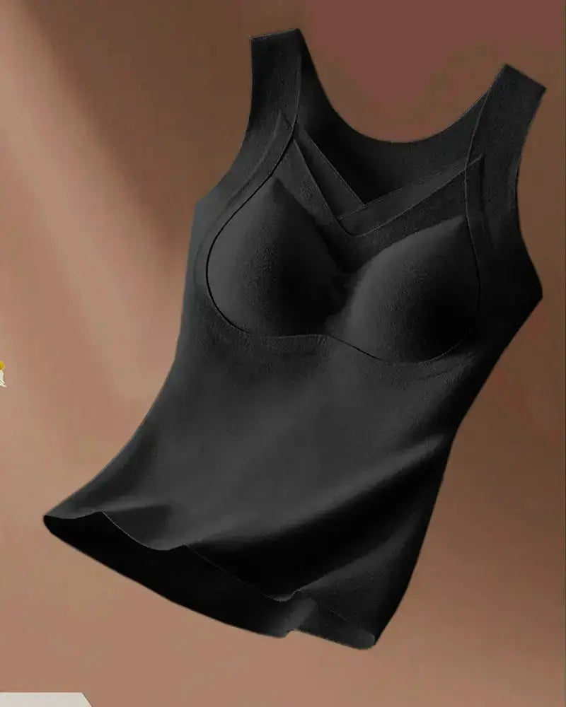 Sheer Mesh V-Neck Tank with Built-In Bra