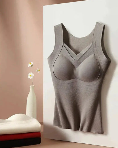 Sheer Mesh V-Neck Tank with Built-In Bra