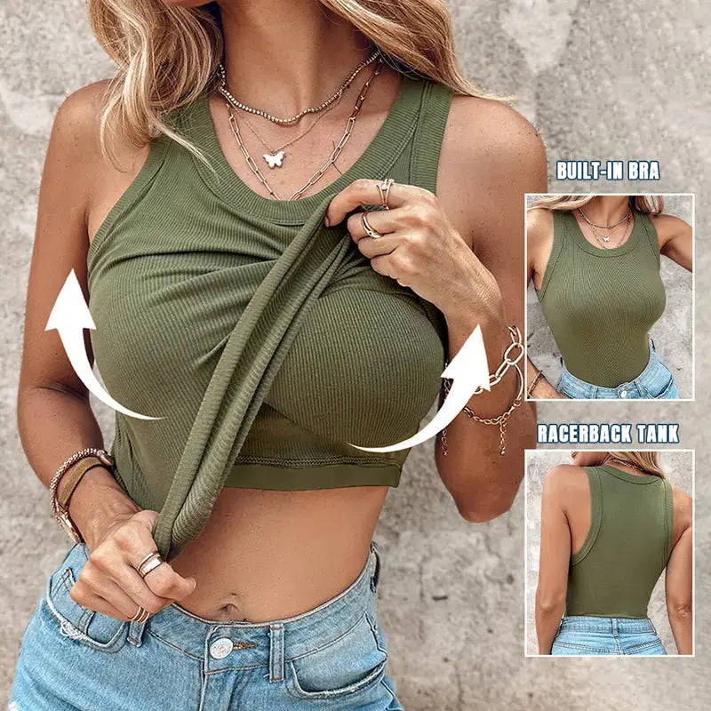 Ribbed Sculpt Tank with Built-In Bra