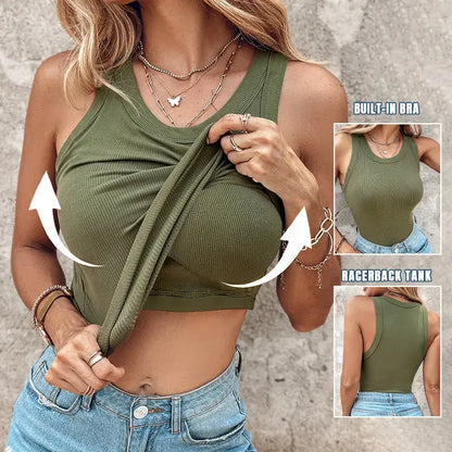 Ribbed Sculpt Tank with Built-In Bra