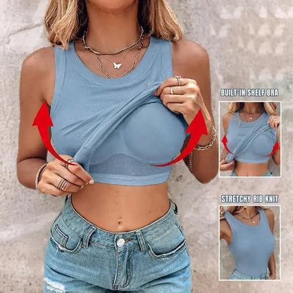 Ribbed Sculpt Tank with Built-In Bra