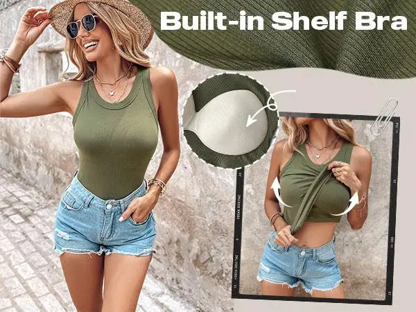 Ribbed Sculpt Tank with Built-In Bra