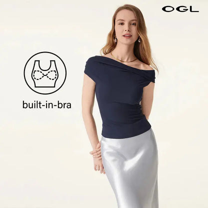 Asymmetrical Brami Top with Built-In Bra
