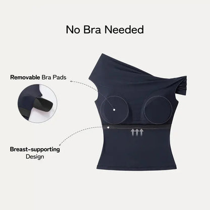 Asymmetrical Brami Top with Built-In Bra