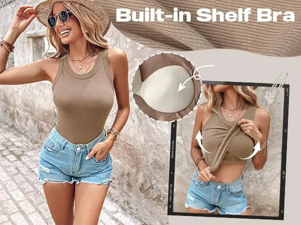Ribbed Sculpt Tank with Built-In Bra