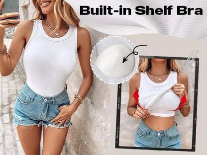 Ribbed Sculpt Tank with Built-In Bra