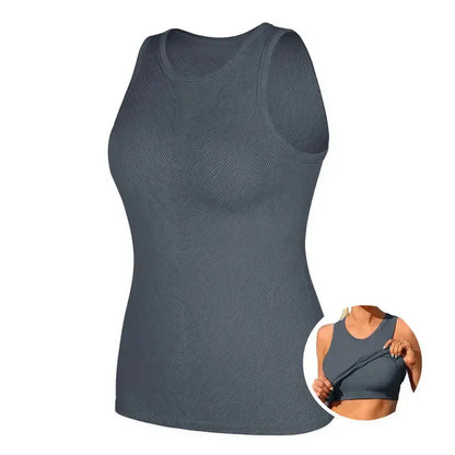 High Neck Workout Tank with Built-In Bra